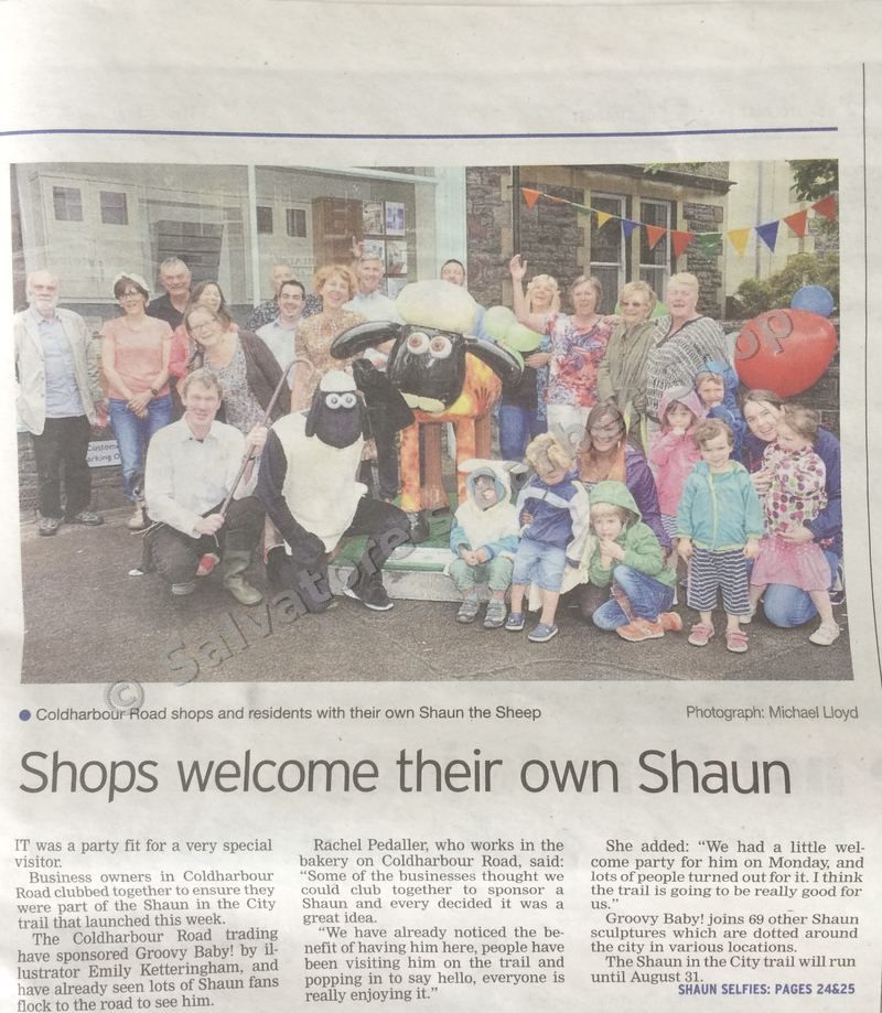 Coldharbour Road shops and residents with Groovy Baby! Shaun the Sheep — Bristol Evening Post