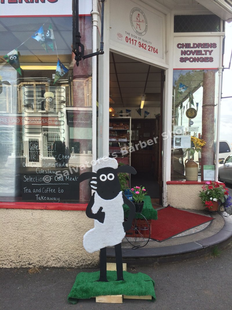 Shaun the Sheep cutout outside The Split Tin Bakery, 118 Coldharbour Road, 2015